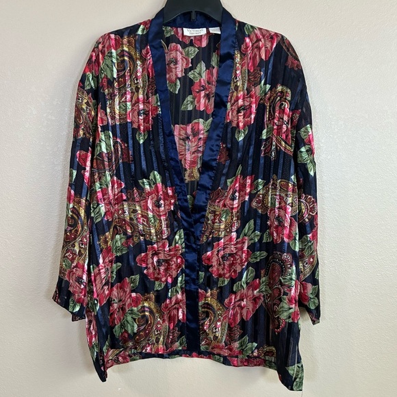 Victoria's Secret Other - Victorias Secret Vintage Gold Label Size L Sleep Shirt Gown Blue Paisley‎ Floral